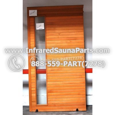 WOOD SAUNA WALLS - HEMLOCK WOOD SAUNA PANEL WITH GLASS ( 71.2" x 38.3" ) L 1